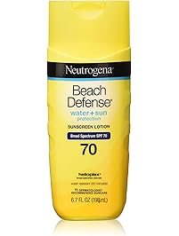 Neutrogena Beach Defense Water Resistant Sunscreen Body Lotion with Broad Spectrum SPF 70, Oil-Free and Fast-Absorbing, 6.7 oz
