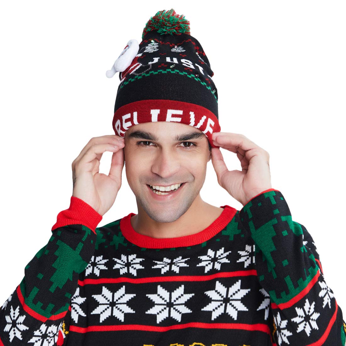 Novelty Ugly Xmas Party Cap Bobble Hat 