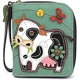 CHALA Zip Around Wallet, Wristlet, 8 Credit Card Slots, Sturdy Pu Leather - Cow - Teal