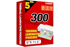 CAREGY 300 Pack Laminating Sheets, Holds 8.5 x 11 Inch Sheets,5 Mil Thermal Laminating Pouches,9 x 11.5 Inches Lamination Sheet Paper for Laminator, Clear, Letter Size, Office and School Supplies