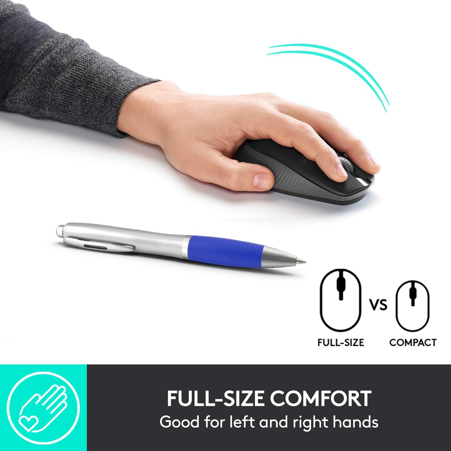 Logitech Wireless Mouse M190, Full Size Ambidextrous Curve Design, 18-Month Battery with Power Saving Mode - Image 3