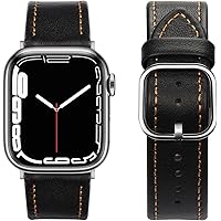 Tasikar Leather Bands Compatible with Apple Watch Band 41mm 40mm 38mm, Top Grain Leather Replacement Strap with Square…