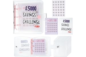 PATIKIL 5000 Pounds Savings Challenges Book, Money Saving Binder with 25 Pages Reusable Budget Envelope Cash Envelopes for Bu