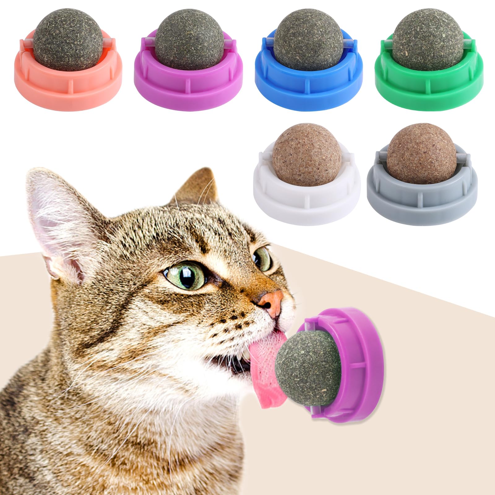 Photo 1 of CCINEE 6PCS Catnip Balls for Cats Wall Catnip Toys Edible Cat Toys for Cat Lick Safe Healthy Kitten Chew Toys Teeth Cleaning Dental Cat Toys
