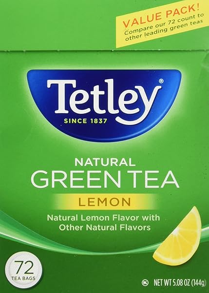 TETLEY NATURAL GREEN TEA, LEMON GREEN TEA, 72 TEA BAGS, RAINFOREST ALLIANCE CERTIFIED