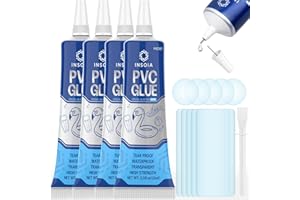 INSOIA Pool Liner Patch, Air Mattress Repair Kit 15 ML x 4 – Waterproof Vinyl Repair Patch Kit for Inflatables, Swimming Ring, Tent, Bounce House, Inflatable Toys, Hot Tub, PVC Boat, Raft, Kayak