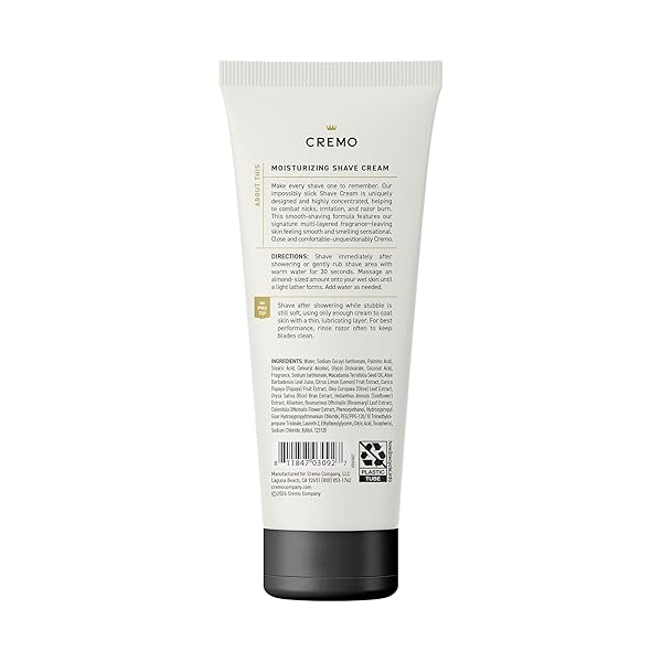 CREMO SAGE & CITRUS SHAVE CREAM, ASTONISHINGLY SUPERIOR ULTRA-SLICK SHAVING CREAM FOR MEN, FIGHTS NICKS, CUTS AND RAZOR BURN, 6 FL OZ