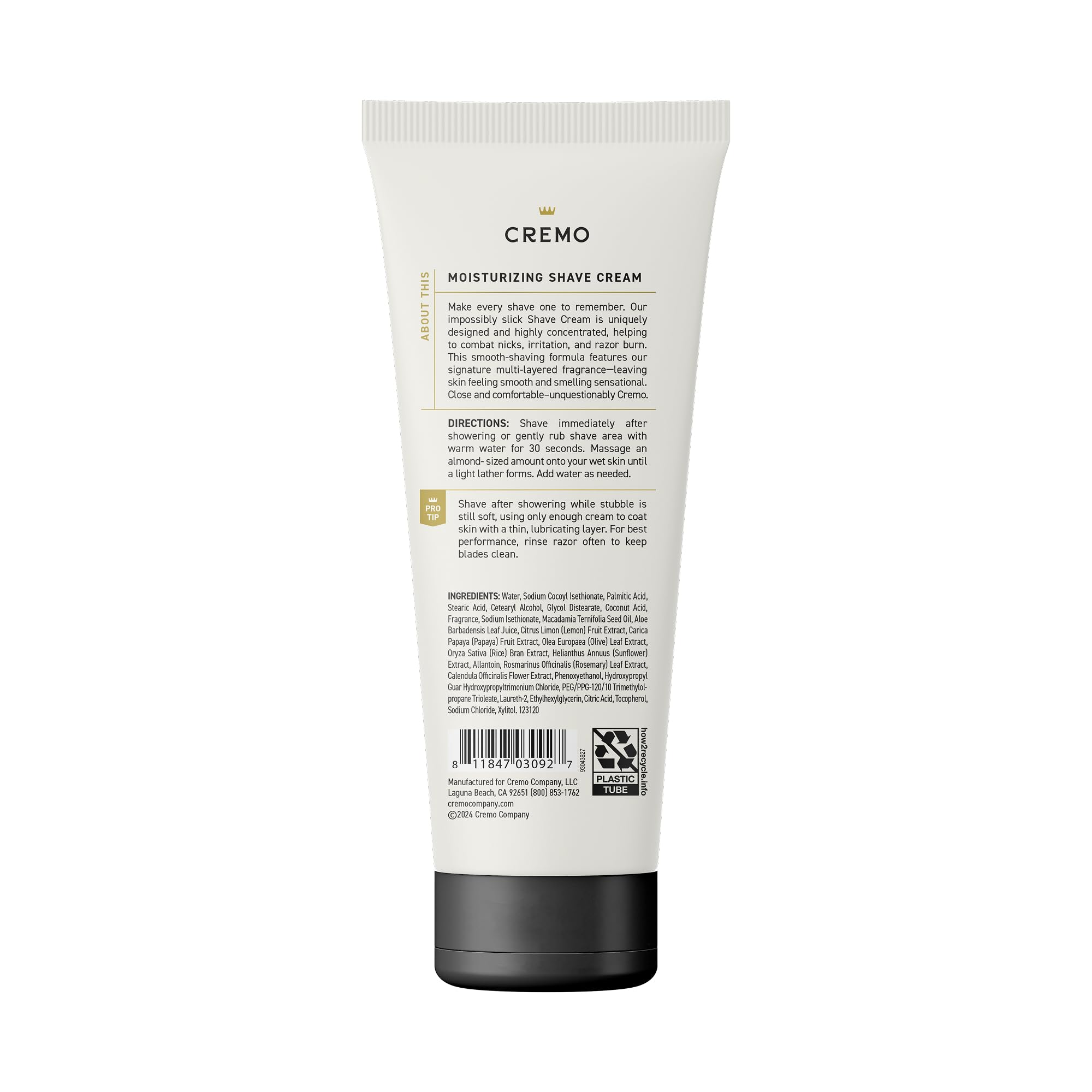 Cremo Sage & Citrus Shave Cream, Astonishingly Superior Ultra-Slick Shaving Cream for Men, Fights Nicks, Cuts and Razor Burn, 6 Fl Oz