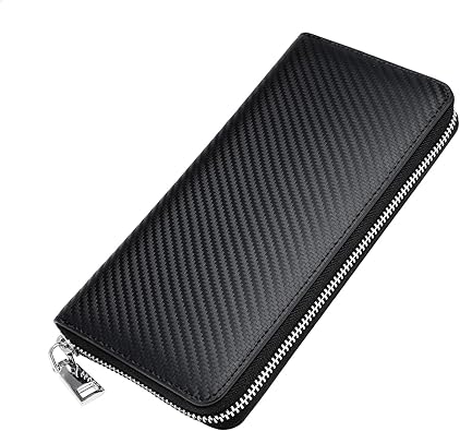 Amazon Newsty 長財布 カーボンレザー 本革 メンズ 人気 ビジネス カード収納 小銭入れ 大容量 カーボンレザー 長財布 ブルー Newsty 財布