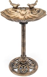 CHRISTOW Clam Shell Bird Bath Resin Bronze 80x50x38cm Garden Decor view 1