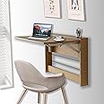 Wall Mounted Folding Table,Wall Desk fold Down,Floating Desk for Study, Functional Hanging Desk for Home Office Workstation, Bedroom,Kitchen Dining (Wood Color-right angle, 80*41.5cm/31.5*16.3inch)