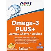 NOW Supplements, Omega-3 Fish Oil Gummy Chews, Natural Fruit Flavour, 36 Gummy Chews