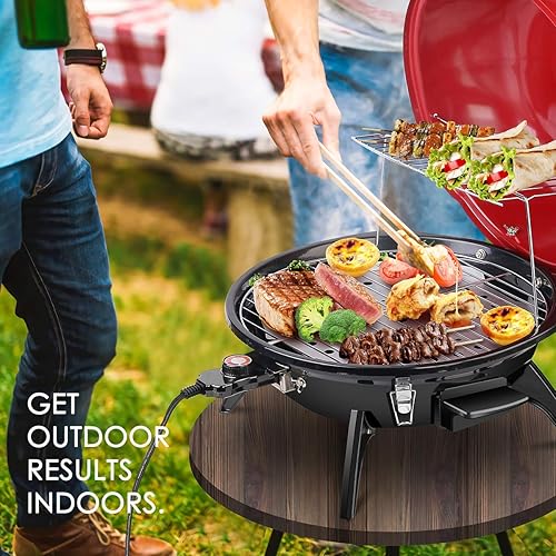 Electric BBQ Grill Techwood 15-Serving Indoor/Outdoor Electric