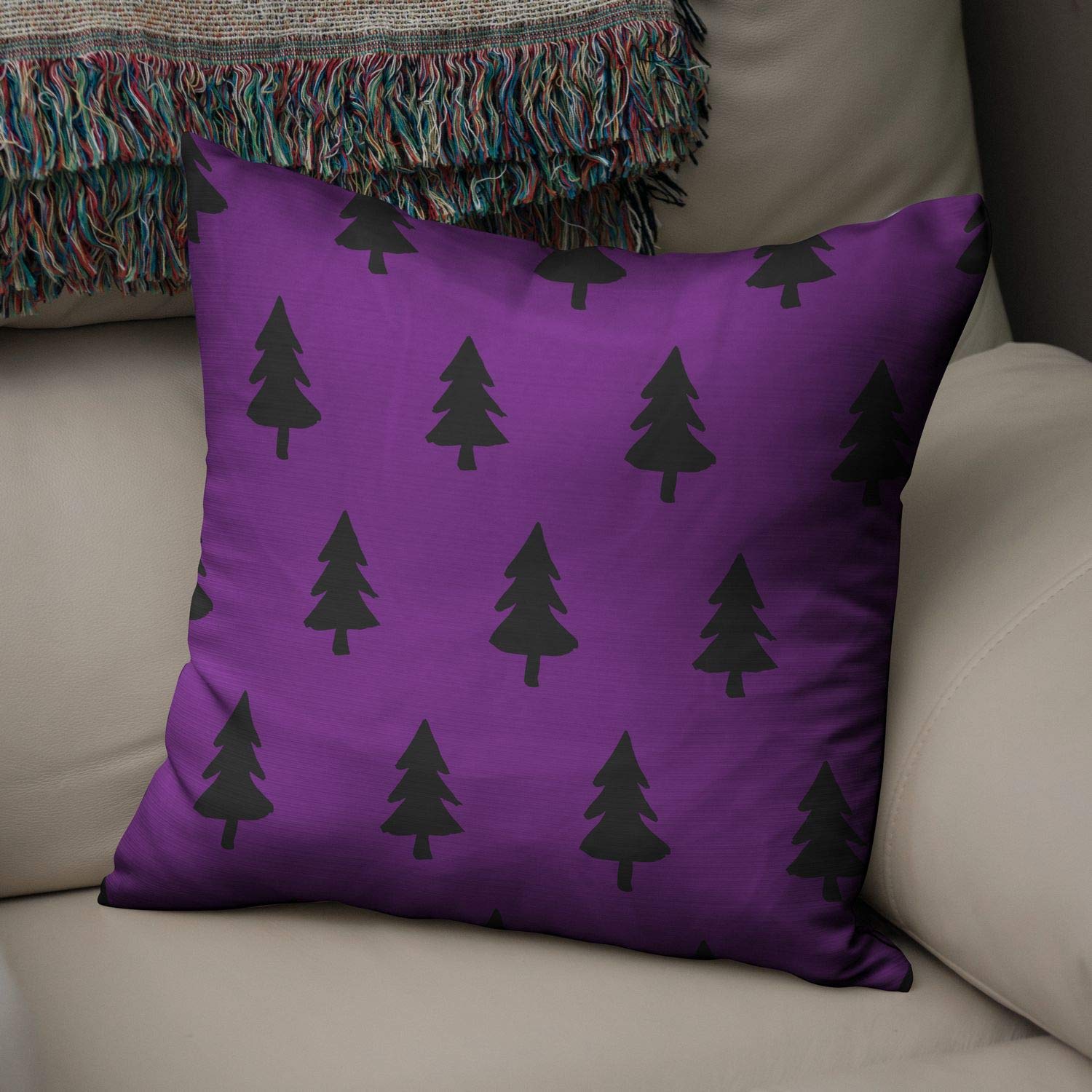 Bonamaison Decorative Cushion Cover, Polycotton, Purple, Standard