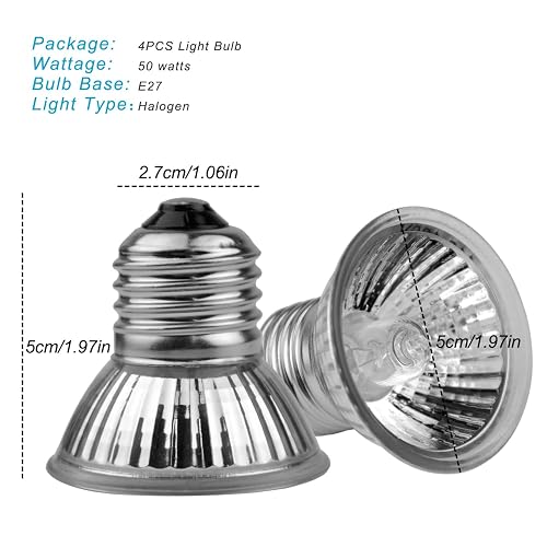 E27 220V Halogen Basking Light Bulb For Reptiles - Choose From 25W, 50W, 75W, Or 100W - UVA Heat Lamp For Lizards, Snakes 10 thumbnail image