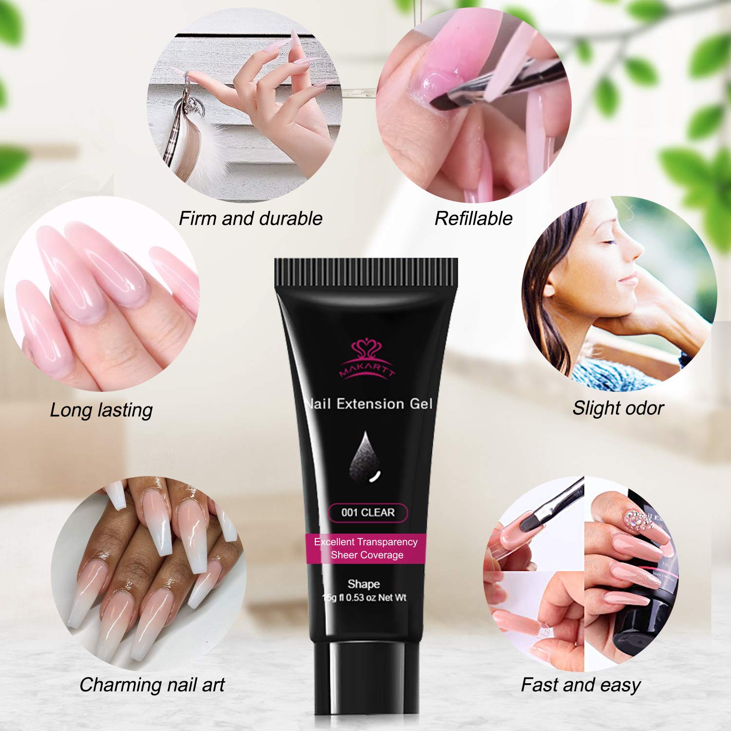 Makartt Poly Nail Extension Gel Kit Acrylic Extension Gel Nail Enhancement Clear Pink White Nail Gel Builder Trail Set All-in-One Manicure Kit P-01 : Beauty