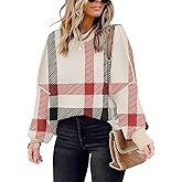 Womens Sweaters Causal Crewneck Batwing Sleeve Knit Top Side Split Oversized Pullover Sweater Loose Jumper