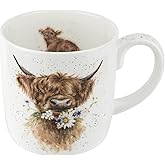 Royal Worcester Wrendale Designs 14 oz Mug, Daisy Coo - Fine Bone China with Cow Motif - Woodland Themed Tea Mug for Cozy Cottagecore Homes - Safe Ceramic Drinkware for Daily Use