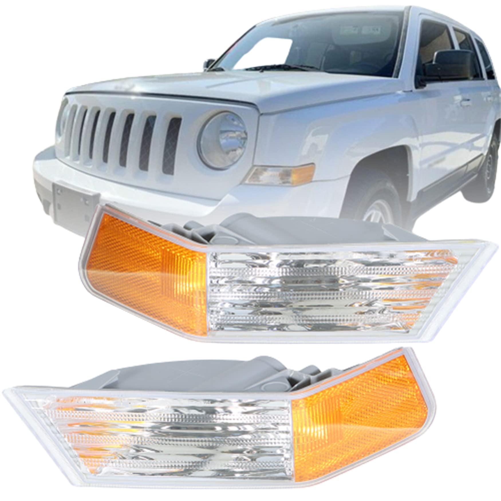 Photo 1 of WFLNHB 1 Pair Front Left and Right Turn Signal Lights Lamps Marker Corner Lights Replacement for Patriot 2007-2014 Driver and Passenger Side Park/Signal Lights 68004181AA 68004181AB