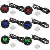 JAMHER 6 Pieces Waterproof DC 4V-100V Voltmeter Gauge (Red &amp; Blue &amp; Green) | Car Voltage Gauge LED Digital Display for Cars Vehicles Motorcycles Boats Truck RV