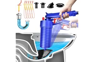 SYEYYDS Toilet Plunger Set, Drain Clog Remover With 4 Sized Suckers, High Pressure Air Drain Blaster Gun, Tub Drain Cleaner Opener, Sink Plunger for Bathroom, Kitchen, Toilet, Floor Drain, Clogged Pipe