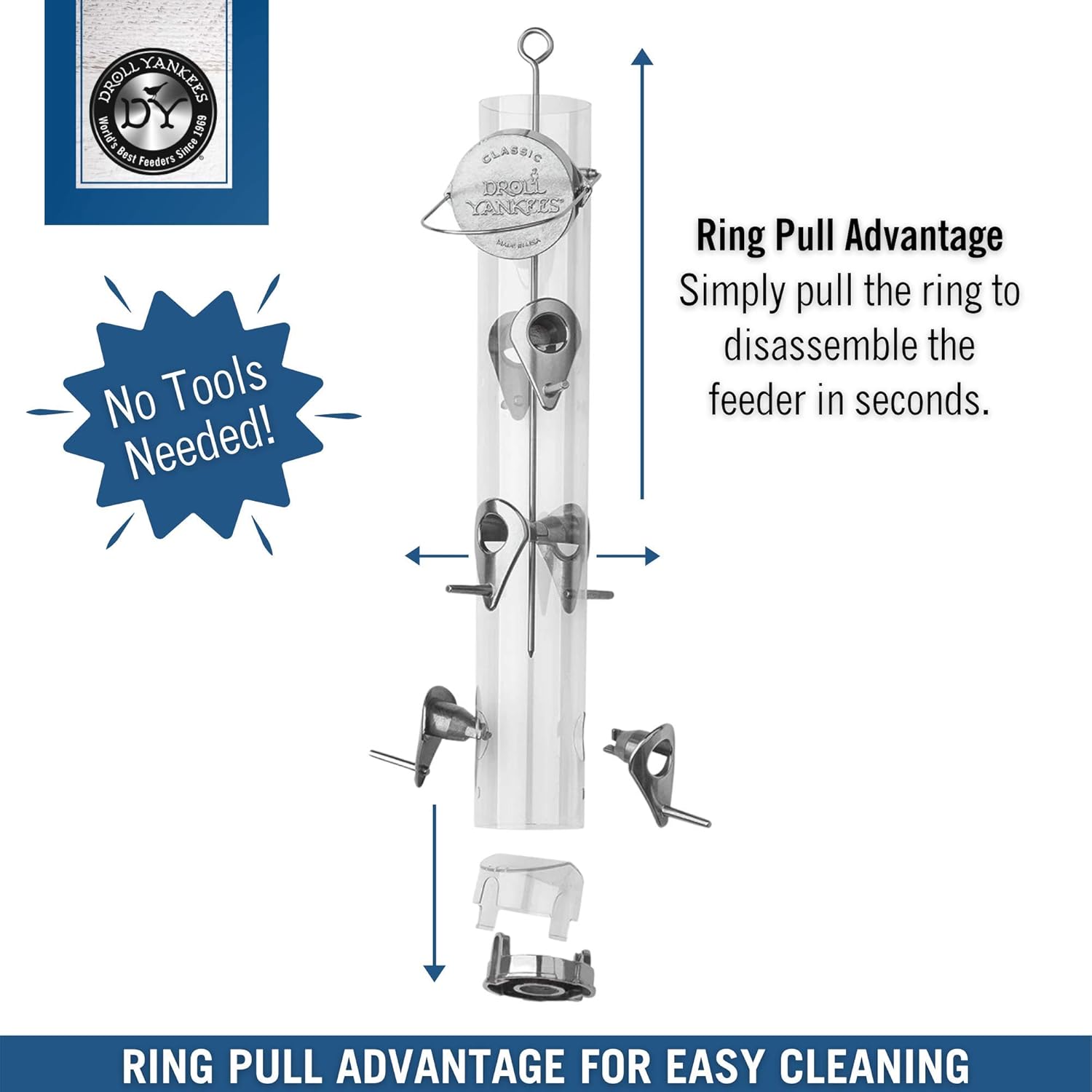 Droll Yankees A-6RP Classic Ring Pull Sunflower Seed Bird Feeder, Hanging Tube Feede, 16-Inch : Pet Bird Feeders : Garden & Outdoor