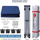 MasterCanopy Durable Ez Pop-up Gazebo 2.5x2.5M Navy Blue with Sidewall view 6
