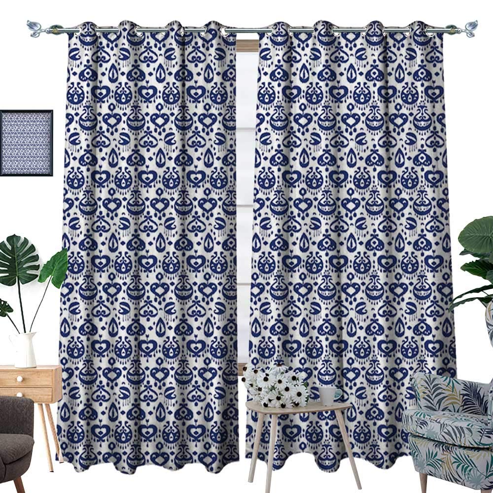 Amazon Com Homehot Navy Blue Window Curtain Drape Traditional