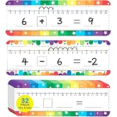 32 Packs Number Line Dry Erase Board Cards, Math Manipulatives for Class | Double sided reusable classroom must haves for kindergarten, elementary, special education teacher student，size 12"x4"