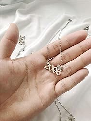 MICOMAKA Birth Year Number with Crown Necklace,Old