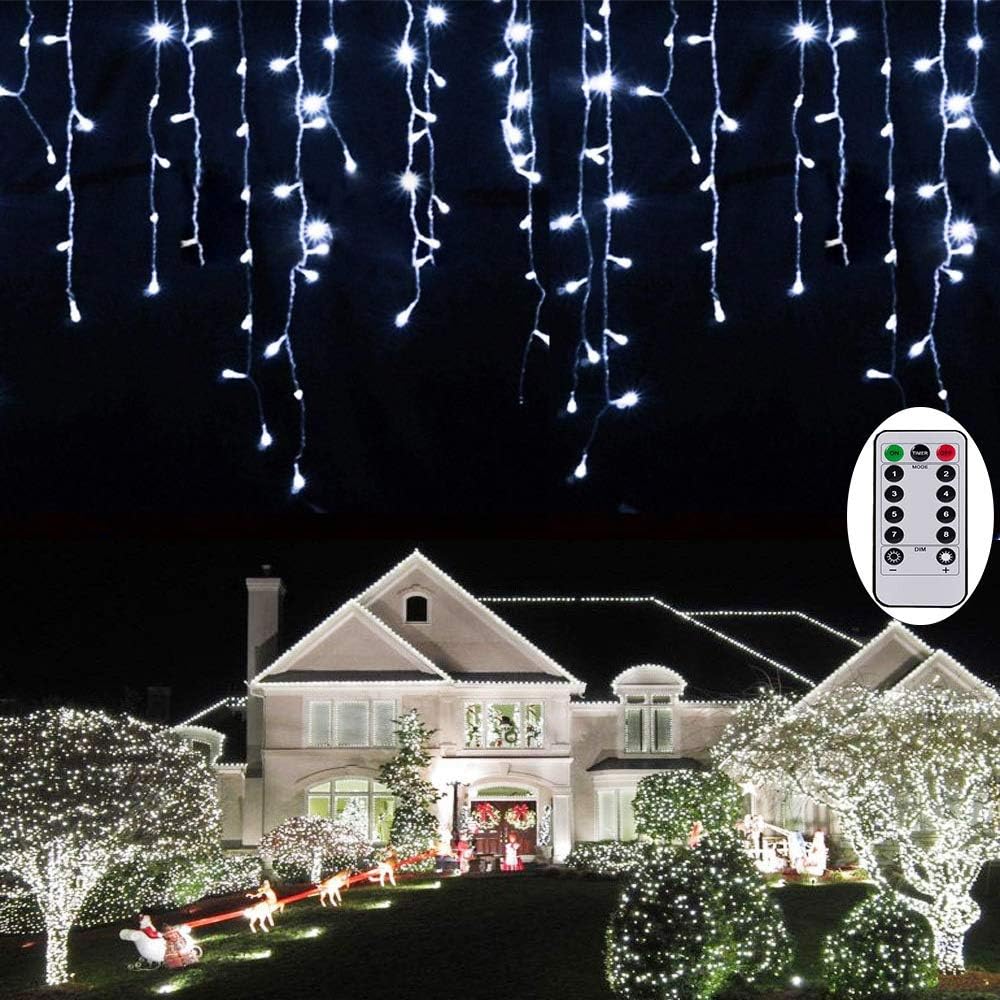 CORST 3M Icicle Curtain Light Battery Powered Outdoor Christmas Fairy