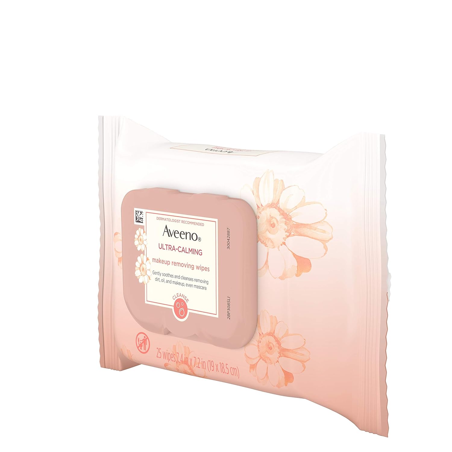 Aveeno Ultra-Calming Makeup Removing Facial Cleansing Wipes with Feverfew Extract, Oil-Free Soothing Face Wipes for Sensitive Skin, Gentle & Non-Comedogenic, 25 Count: Beauty