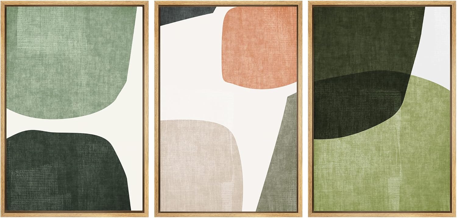 Wall Décor - SIGNWIN Framed Canvas Print Wall Art Trio of Multicolored Transparent Ovals Abstract Shapes Illustrations Modern Art Multicolor Pastel for Living Room, Bedroom, Office - 24