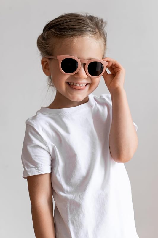, Occhiali Da Sole Per Bambini 4-6 Anni, Protezione 100% UV - CAT 3, Protezione Laterale, Comfort Ottimale, Aste Regolabili A 360°, Adattabili Alla Vista, Collezione Retro, Sunshine Terracotta