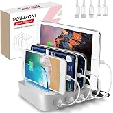 4 Port Charger Station - Fast Charging Dock for Multiple Devices Apple - Multi Device USB Charging Station - Compatible with Apple iPad, iPhone, Android, and Tablet - Charging Rack