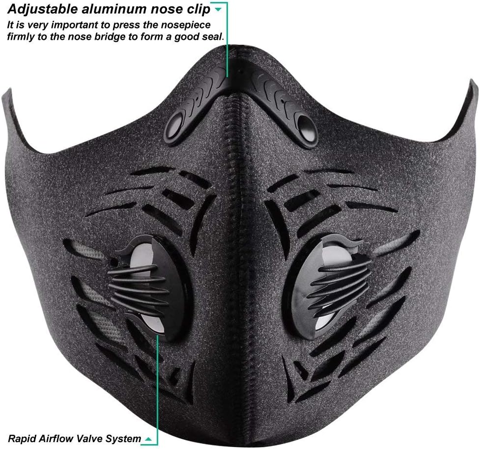 Dust Mask Anti Pollution Face Masks Respirator with 4 Activated Carbon N99 Filters Washable and Reusable Dustproof Safety Mask with strap for Men Women Outdoor Activities, Factory Dust Areas