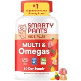 SmartyPants Kids Multivitamin Gummies, Vitamin D &amp; C, Omega 3, Zinc, 60 Ct | Vitamins B12, B6, A, K, Biotin, Iodine, Gluten Free, Clean Label, 30 Day Supply