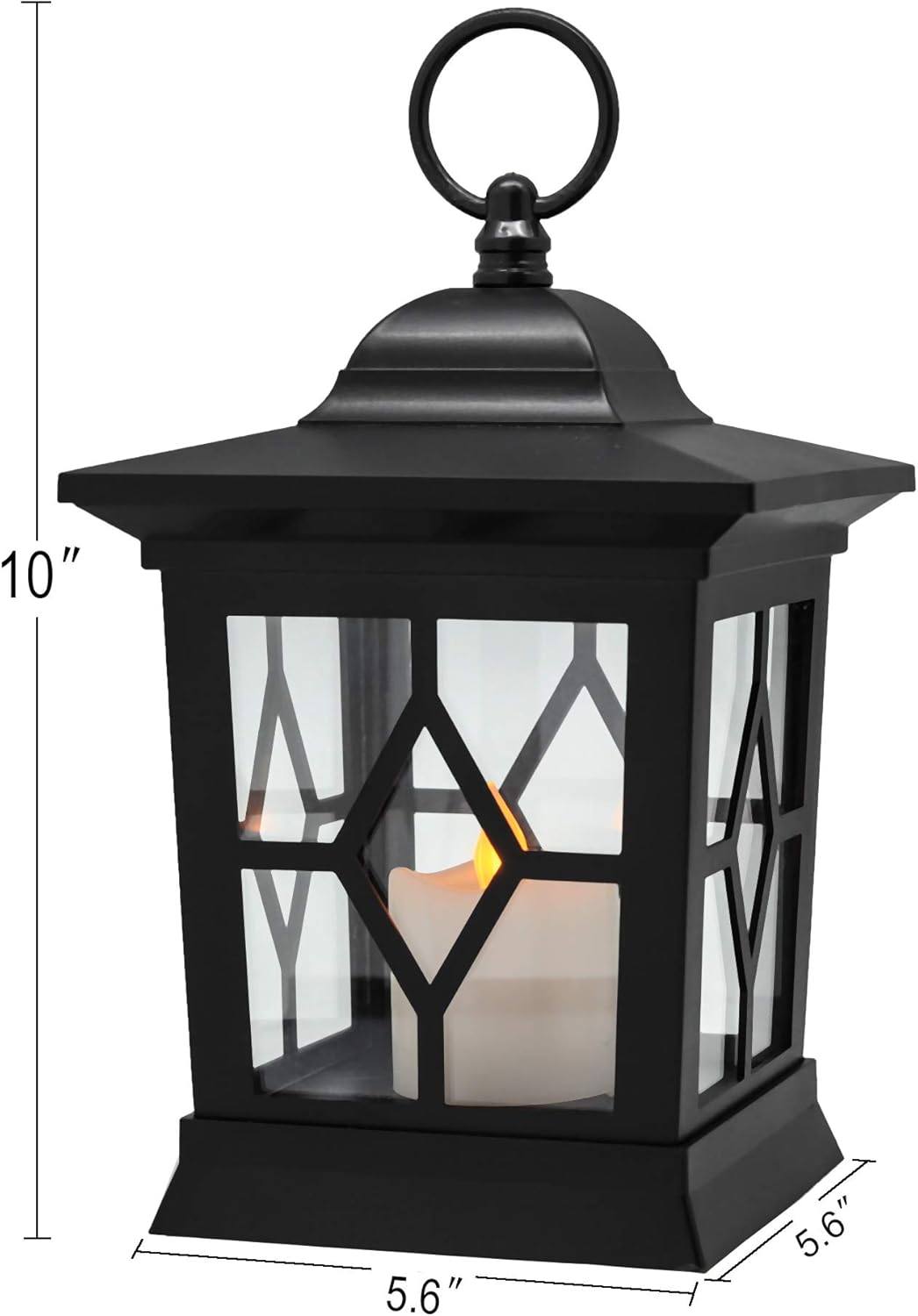 YAKii Hanging LED Flameless Candle Lantern,Yellow Light Flicker Battery Operated,Plastic,Black