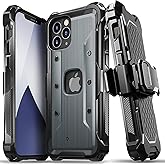 VENA vArmor Rugged Case Compatible with Apple iPhone 12 Pro Max (6.7"-inch), (Military Grade Drop Protection) Heavy Duty Holster Belt Clip Cover with Kickstand - Space Gray