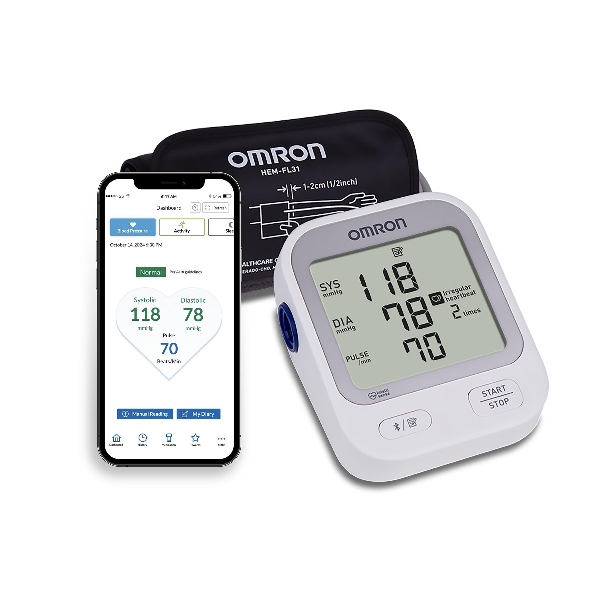 Omron Silver Blood Pressure Monitor for Home Use & Upper Arm Blood Pressure Cuff - #1 Doctor & Pharmacist Recommended Brand - Clinically Validated - Connect App