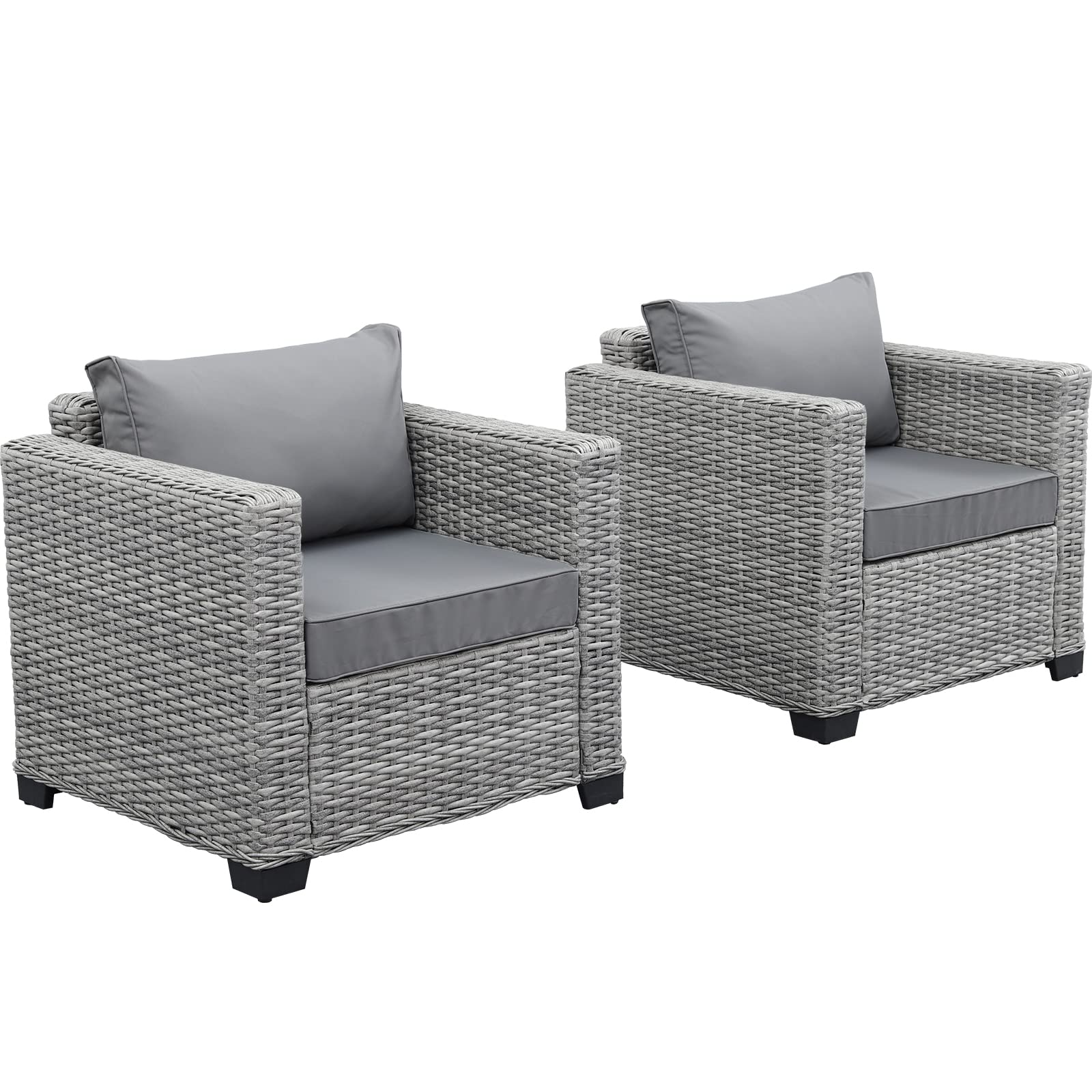 Photo 1 of ** ONLY ONE** Rattaner Outdoor Club Chair Patio Single Sofa Accent Chairs with Anti-Slip Cushions and Waterproof Cover, Grey