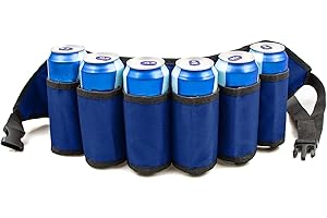 Adhafera Beer Belt, Adjustable 6 Pack Beer Belt Holder, Oxford Beer Waist Holder for Man, Women, White Elephant Game Ideas (Blue)