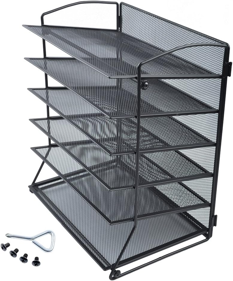Easepres 6-Tier Mesh Desktop File Organizer Document Letter Tray Holder for Office or Home, Black : Office Products