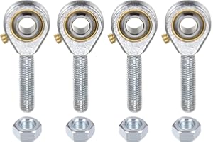 uxcell 4pcs POSB4 Male Rod End Bearing 1/4 Inch Bore and 1/4-28 Right Hand Thread, Self-Lubricating Joint Rod Ends, Includes Jam Nuts