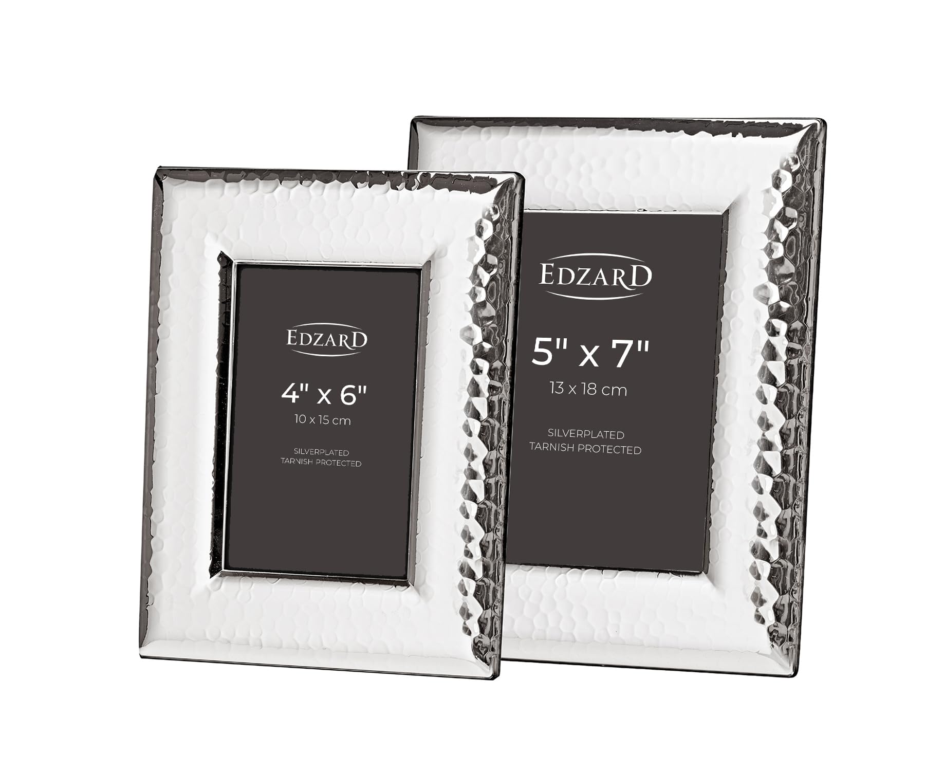 Edzard Silver Plated Photo Frame 4"x6" (10x15 cm) Positano, Non-Tarnishing, High Gloss Finish, Real Glass Front & Premium Velvet Back, Portrait or Landscape Display - Elegant Wedding Gift