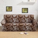 Teynewer 1-Piece Fit Stretch Sofa Cover Brown Pattern 1 Seater view 5