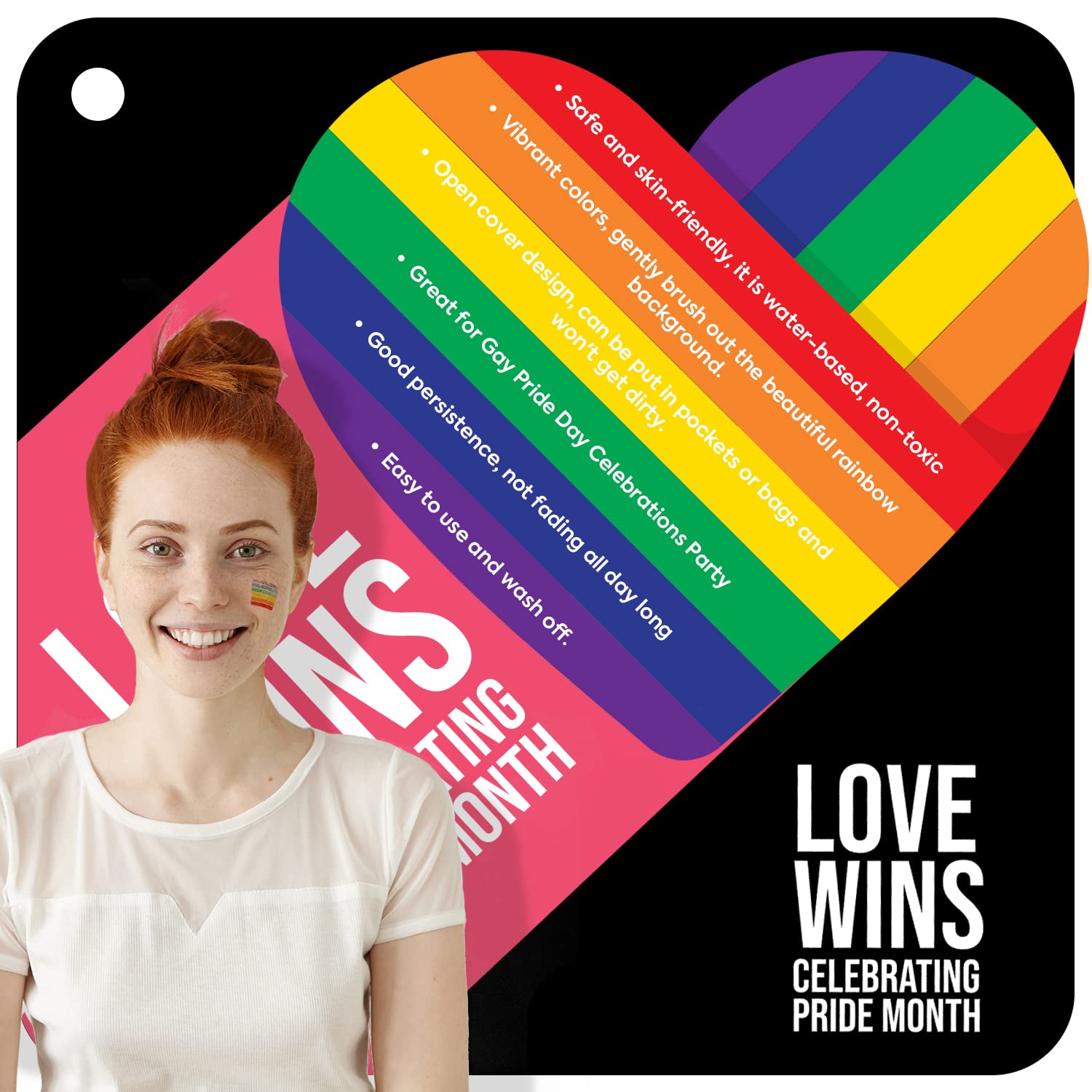 VIOLA HOUSE Rainbow Face Paint Gay Lesbian Pride Flag Color Face & Body Paint Stick mit Pride Broschen, Pocket Size Marches Events Festival.