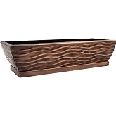 H Potter Succulent Planter Rectangular Plant Pot Flower Indoor Outdoor Window Box (Antique Copper Large)