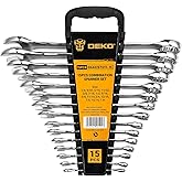 DEKOPRO Combination Wrench Set, Inch, 15-Piece, 1/4'' to 1'', Chrome Vanadium Steel, with Plastic Tray