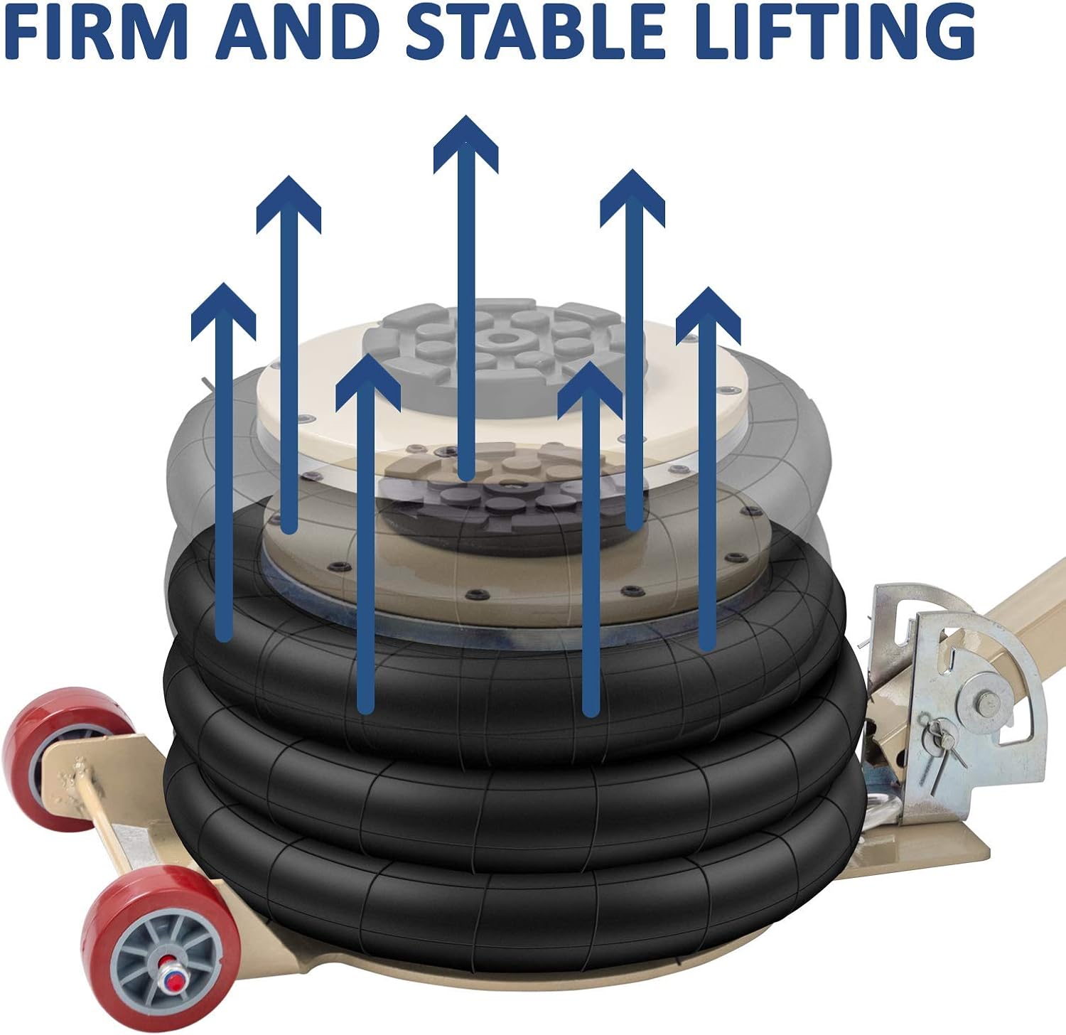 Sidasu Pneumatic Jack 16 Inch Lifting Height 3 Bag Air Jack 6600LBS Capacity Jack-Long Adjustable Folding Handle(White, Long Handle 3 Ton): Automotive